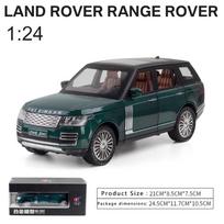 1:24 dydžio „Land Rover Range Rover“ visureigio automobilio modelis, imituojantis garsas ir šviesa, ištraukiamas lydinio automobilių kolekcijos papuošalai berniukų žaislinių automobilių dovanos 1/24-21x9.8x7.5cm žalia