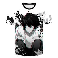 Death Note 3D spausdinti marškinėliai Anime Harajuku gatvės stilius Vyrams Moterims Mada Apvalus kaklas Trumpomis rankovėmis Dydžio perteklius Marškinėliai HipHop marškinėliai Viršūnės 5XL
