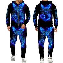 Phoenix Tattoo 3D Visur marginti gobtuvu kostiumai Vyriški sportiniai kostiumai ilgomis rankovėmis megztiniai megztiniai Vyriški gatvės drabužių rinkiniai M