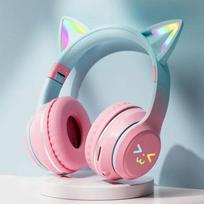 2024 m. naujos belaidės ausinės RGB mielos katės mergaitėms vaikams dovanų ausinės su mikrofonu stereo muzikos žaidimų ausinės valdymo lemputės ausinės rožinė