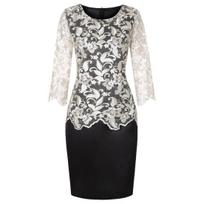Moteriški apatiniai sijonai didesnio dydžio moteriški elegantiški, su puse rankovių kaklu, netikra dviejų dalių nėriniuota Bodycon suknelė iki kelių M sidabras