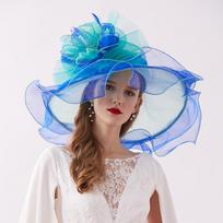 Nauja Moteriška Elegantiška Vasarinė Organzos Skrybėlė Kaspinas Gėlė Skrybėlė nuo Saulės Plačiabrylė Fascinator Vestuvinis Galvos Apdangalas Moteriška Derbio Kelionės Renginys Šapo Adjustable