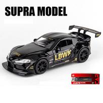 1/22 mastelio Toyota Supra sportinio lydinio dyzelinio modelio automobilis, sutraukiama žaislinė transporto priemonė su garsu ir šviesa vaikams, suaugusiems dovanų kolekcija 1/22-Size:21.7*9*5.5cm juoda