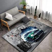 3D Vintažinio automobilio plotas Kilimas Didelis, Kilimas svetainei, miegamajam, sofos dekoravimui, Durų kilimėlis Virtuvės neslystantis grindų kilimėlis piknikui, stovyklavimui 40x60cm(15x23 in)