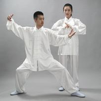 Kinų tradicinis Tai Chi kostiumas Kung Fu 2 vnt. / rinkinys Unisex mygtukų marškinėliai laisvi vienspalviai dėvėti vyriški drabužiai XXXL balta