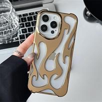 Madingas tuščiaviduris ugnies liepsnos telefono dėklas iPhone 15 14 13 12 11 Pro Max Plus, šaunus berniukas, mergaitė, sidabru padengtas minkštas viršelis, dovana For iphone 12Pro auksas