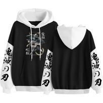 Japonijos anime demonų žudikas Iguro Obanai su spausdintu gobtuvu Vyriški Moteriški megztiniai megztiniai Kimetsu No Yaiba Megztinis Harajuku Megztinis XS juoda
