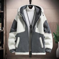 Rudens ir žiemos didelio dydžio mados plius Velvet Thick laisvalaikio striukė su gobtuvu 8XL smėlis