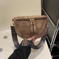Moteriški PU odiniai liemens krepšiai Stilingas Hobo Vienspalvis Krepšys ant peties Prabangus dizainerio sukurtas krūtinės krepšys Platus dirželis Fanny Pack 23.5x0.5x16.5cm ruda