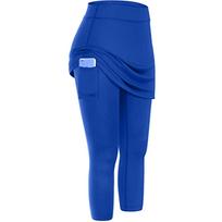 Moterys Tenisas Sijonai Antblauzdžiai Kišenės Elastiniai Sportiniai Joga Capris Sijonai Antblauzdžiai XXL mėlyna