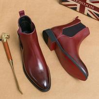 Madingi Chelsea batai Vyriški Rankų darbo Verslo Juodi Raudoni Įspiriami Velūriniai PU Kaubojiški Batai Sapato Masculino Vyriški Batai 38 black