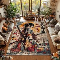 Charming Palm Tree Print Anime Area Rug Manga Japanese Animation Inspired Carpet Home Decor for Living Room Bedroom Kidsroom 40X60cm-16x24in
