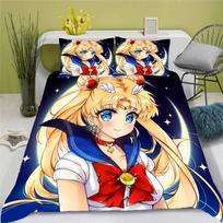 3D Sailor Moon Anime Patogus Patalynės Komplektas Antklodės Užvalkalas 100% Poliesteris Tinka Vaikams ir Suaugusiems 3 dalių komplektas 1 Antklodės Užvalkalas 135x200m