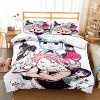 3D Anime Fairy Tail Patalynės Komplektas Lova Trijų dalių Komplektas Antklodės Užvalkalas Viengulė Dvigulė Lova Karalienės Dydžio Antklodės Užvalkalų Komplektas Suaugusiųjų Vaikų Miegamasis 70x133cm 2pcs