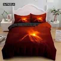Volcano Duvet Cover Set King Size Disaster Pattern Red Yellow Comforter Cover Microfiber Lava Bedding Set for Adult Boy Men Teen EU single(135x200cm)