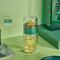 Borosilikatinis stiklas Dvisienis arbatos vandens puodelis Dvisienis arbatos vandens butelis su filtru-užpilu Gerklaivė Gėrimų indų rinkinys Gėrimų indai 280ML žalia