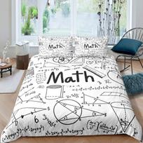 Matematinės lygties antklodės užvalkalų rinkinys, pilno dydžio, su matematikos formulių raštu, 3 vnt., vaikams, edukacinis antklodės užvalkalas EU Single(135x200cm)