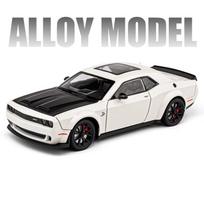Nauja 1:24 „Dodge Challenger SRT“ lydinio automobilio modelis, liejamas metalinis sportinis automobilis, modelis, kolekcinis modeliavimas, garso ir šviesos vaikiškas žaislas berniukui balta