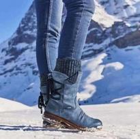 2025 m. pavasario moteriški didelio dydžio pusės blauzdos Martin tipo batai su storais kulnais ir dirželiais - Retro odos stilius 40 mėlyna