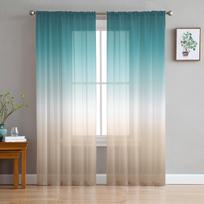 Turkio žalia Khaki spalvos gradiento permatomos užuolaidos svetainės dekoravimui Langų užuolaidos virtuvei Tulo, voile, organzos užuolaidos W135 x H115cm x1&Rod Pocket