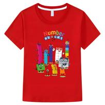 NumberBlocks marškinėliai vaikams berniukui 10 metų Vasariniai medvilniniai marškinėliai Animaciniai trumpomis rankovėmis Kasdieniai viršutiniai drabužiai y2k vienas gabalas mergaičių drabužiai 120 raudona