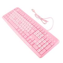 Klaviatūra USB laidinė itin plona miela animacinių filmukų klaviatūra namų biurui nešiojamas kompiuteris universalus(Violetinė ir Rožinė rožinė