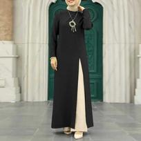Musulmonų moterų ilgomis rankovėmis Abaya suknelė stovi apykakle Musulman Dubai Kaftan Turkish Cloth Maxi Suknelės XXXXL juoda