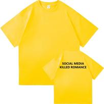 Socialinė žiniasklaida nužudė romantiką marškinėliai vyrams estetiški Valentino laiško atspaudas marškinėliai unisex aukštos kokybės porų medvilniniai marškinėliai S geltona
