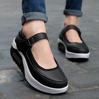 Oro pagalvės slaugytojos batai, moteriški, minkštu padu, pralaidūs orui, su storu padu, neslystantys, nešąlantys kojų, darbo balti batai, slip-on plokštapadžiai 35 juoda
