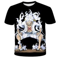 Vaikiški drabužiai Anime One Piece Luffy Gear 5 Cosplay Marškinėliai Berniukams Berniukų Animacinių Filmų Marškinėliai Vaikams Vasariniai Trumpomis Rankovėmis Viršutiniai 160