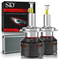 2 vnt. 30000LM 4 pusių Canbus H7 LED CSP Automobilio priekinio žibinto lemputės 120W 360 Turbo H11 H4 H1 HB3 9005 HB4 9006 Varinis vamzdelis Mini lemputė Automobilio priekinis žibintas 6500K Balta H7