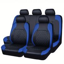 Tarptautinis automobilio sėdynių užvalkalas, dygsniuotas rombo raštas, PU oda, dirbtinė oda, euroamerikietiškas stilius 2-piece set (Single front seat) mėlyna
