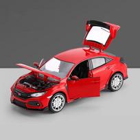 Nauja 1:24 „Honda Civic TYPE-R“ lydinio automobilio modelis, liejamas automobilis, metalinis sportinis automobilio modelis, garso ir šviesos kolekcija, papuošalai, vaikiški žaislai, dovana raudona