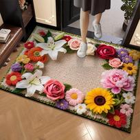3D Gėlių Kilimas Vonios Kambario Grindų Kilimėlis Neslystantis Grindų Kilimėlis Įėjimo Purvui Atsparus Grindų Kilimėlis 40 * 50cm