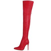 Seksualūs moteriški batai virš kelių Madingi batai 11CM Stileto Ruduo/Žiema Seksualus Asmenybė Lauko Lady Šventiniai Batai Moteriški Batai 34 raudona