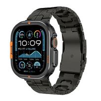 Prabangus dėklas+dirželis Apple Watch Series10 46mm Titano metalo apyrankė Kietas rėmas Apsauginis dangtelis Iwatch Ultra 2/1 49mm 44mm 45mm Juostai 44mm juoda