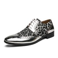 Nauji odiniai vyriški leopardo rašto Oxford tipo batai Vyriški oficialūs batai Patogūs vyriški kvėpuojantys Vyriški naktinio klubo stiliaus raišteliais užsegami laisvalaikio batai 44 auksas
