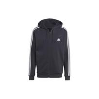 Adidas Essentials Fleece 3-Stripes Užsegamas džemperis su gobtuvu Juodas Vyriškas Gatvės drabužiai IB4029 M