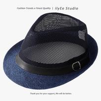 Vyriška ir moteriška vasarinė šiaudinė fedora - Apsauganti nuo saulės Panama paplūdimio skrybėlė su apsauga nuo saulės 58CM