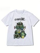 Graphic Gorillaz Tee Comfy Stretchy Short Sleeve T-Shirt for Summer Casual Daily Fashion Trendy Women's Clothing S