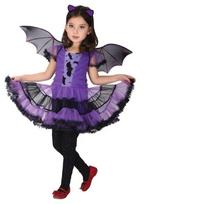 Vaikams Mergaitėms Violetinė Šikšnosparnio Vampyro Princesės Suknelė Išgalvotas Cosplay Kostiumas Drabužiai Helovino Žaidimas XL