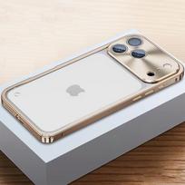Prabangus aviacinio aliuminio lydinio rėmelis-bamperis dėklas iPhone 17 16 15 14 13 12 Pro Max metalinė objektyvo apsauga smūgiams atsparus telefono dėklas For iPhone 17 auksas