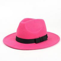 Unisex Retro Gatvės Stiliaus Plačiabrylė Fedora Skrybėlė - Imituota Vilnos Veltinio Džiazo Skrybėlė 56-59cm with Adjustable Strap rožinė raudona spalva