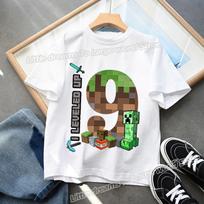 Miner Crafting Gimtadienio Skaičius Marškinėliai Vakarėlio Reikmenys Dovana Animacinis Vaikų Drabužiai Berniuko Viršutiniai Marškinėliai Vasaros Trumpomis Rankovėmis Marškinėliai 110