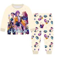 Anime Kpop Demonų medžiotojai Zoey kostiumas Rudens pižama vaikų drabužiams 3-14 metų Vaikams Huntrix Rumi Mergaičių marškinėlių ir kelnių rinkiniai 100cm( 1-2Years) balta