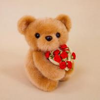 Snot Bear Rose Bouquet Bear Table with Doll Rose Rabbit Doll Bear Plush Toy Valentine's Day Gift 14 cm.