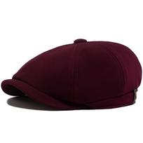 Britiška retro aštuonkampė kepurė: Unisex Madingas Beretas Pavasariui & Rudeniui - Europos & Amerikos Stiliaus Newsboy & Duckbill Dizainas Adjustable vyno raudonos spalvos