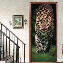 Liūto gyvūnų durų lipdukas, realistiškas nuplėšiamas ir klijuojamas plakatas, tapetai vaikams, svetainės dekoro estetika 77x200cm