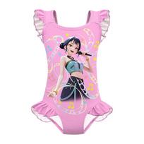 Vaikams Mergaitėms Anime Animacinis POP Dainininkės Rumi Mira Zoey Spausdintas Klostuotas Berankovis Viengubas Maudymosi Kostiumas 100cm