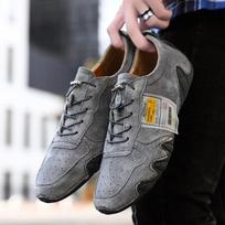 Suede natūralios odos batai Vyriški mokasinai Klasikiniai Laisvalaikio odiniai batai Kokybiški vyriški plokščiapadžiai Su raišteliais Vairavimo batai 46 35
